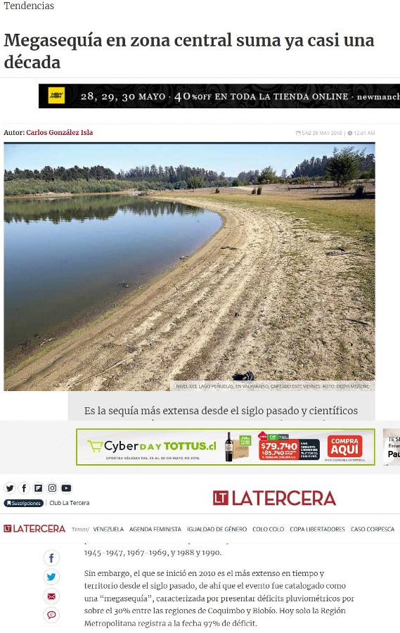 Megasequía en zona central suma ya casi una década