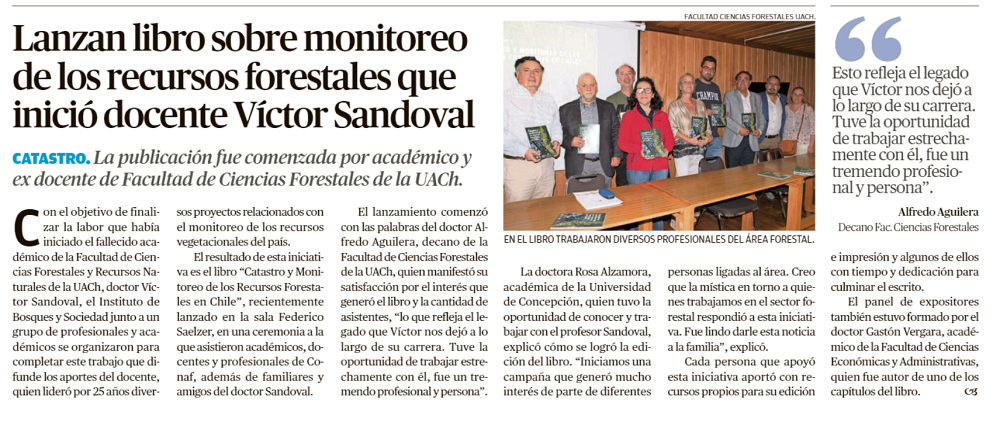 Lanzan libro sobre monitoreo de los recursos forestales que inició docente Víctor Sandoval