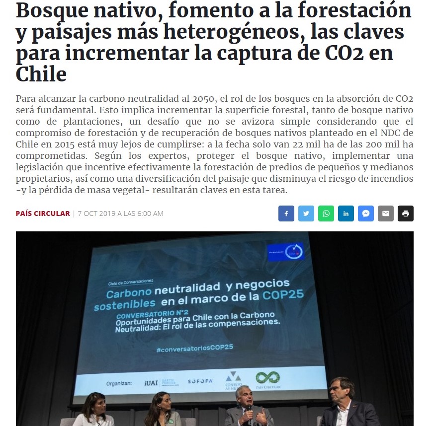 Bosque nativo, fomento a la forestación y paisajes más heterogéneos, las claves para incrementar la captura de CO2 en Chile