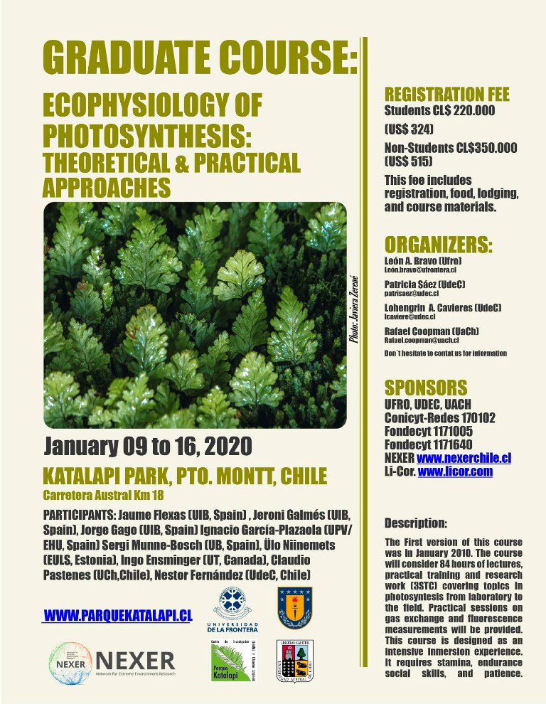 Ofrecerán Curso Internacional de postgrado sobre Ecofisiología de la Fotosíntesis