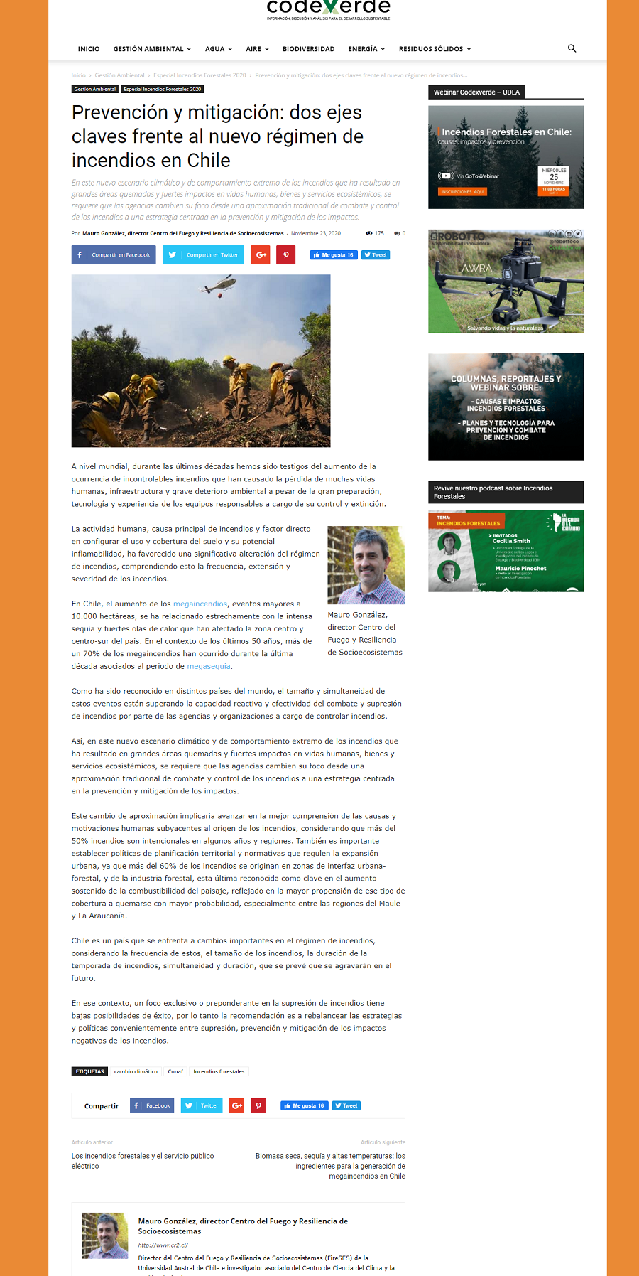 Prevención y mitigación: dos ejes claves frente al nuevo régimen de incendios