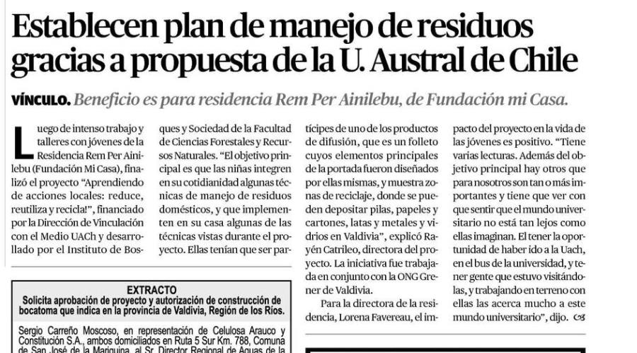 Establecen plan de manejo de residuos gracias a propuesta de la UACh