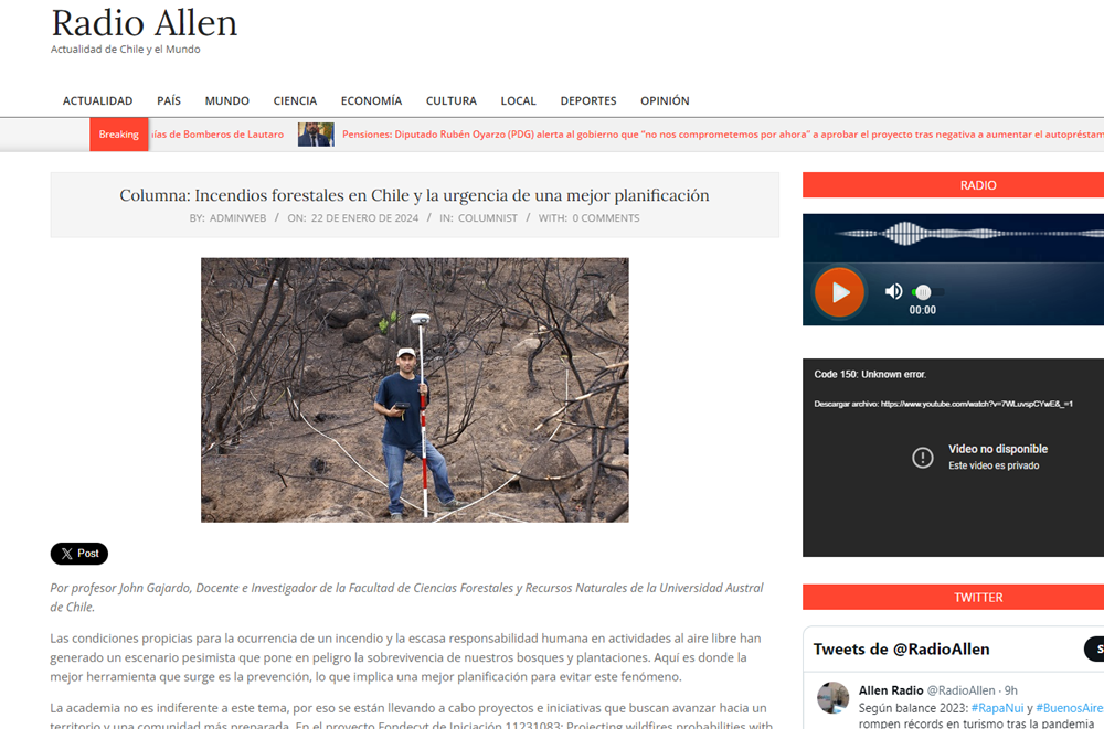 Columna: Incendios forestales en Chile y la urgencia de una mejor planificación