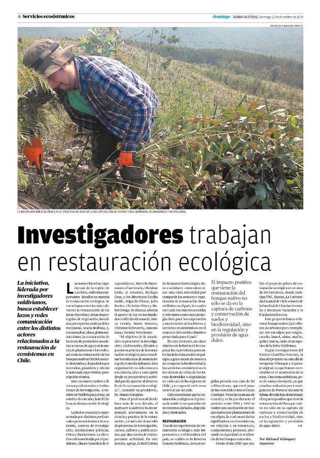 Investigadores trabajan en Restauración Ecológica