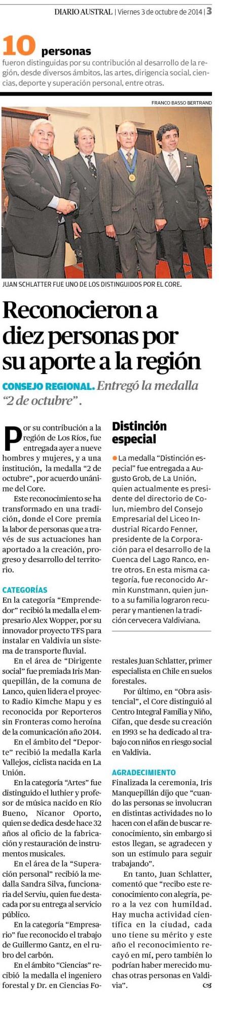 Reconocieron a 10 personas por su aporte a la región