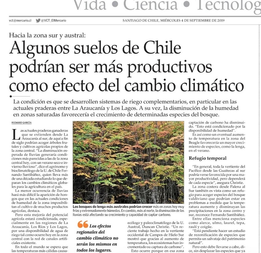 Algunos suelos de Chile podrían ser más productivos como efecto del cambio climático