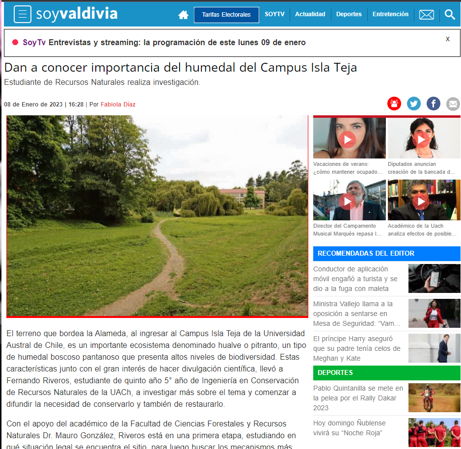 Dan a conocer importancia del humedal del Campus Isla Teja