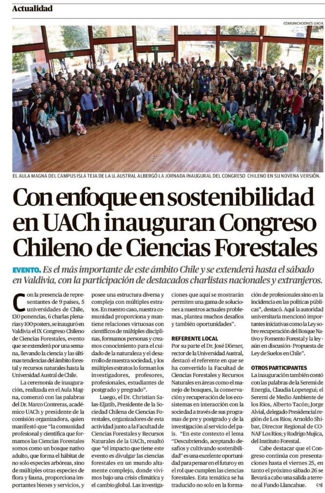 Comenzó IX Congreso Chileno de Ciencias Forestales